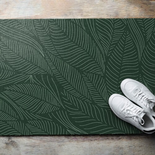Minimalistische bladeren buitenmat, grijze welkomstmat, neutrale schattige deurmat, gepersonaliseerde deurmat, antislip deurmat, voordeurmat