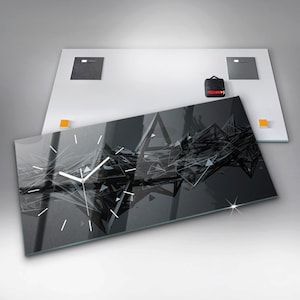 Black Abstraction Glass Clock, Black Modern Wall Clock, Unique Wall Clock, Tempered Glass Clock, Black House Decor