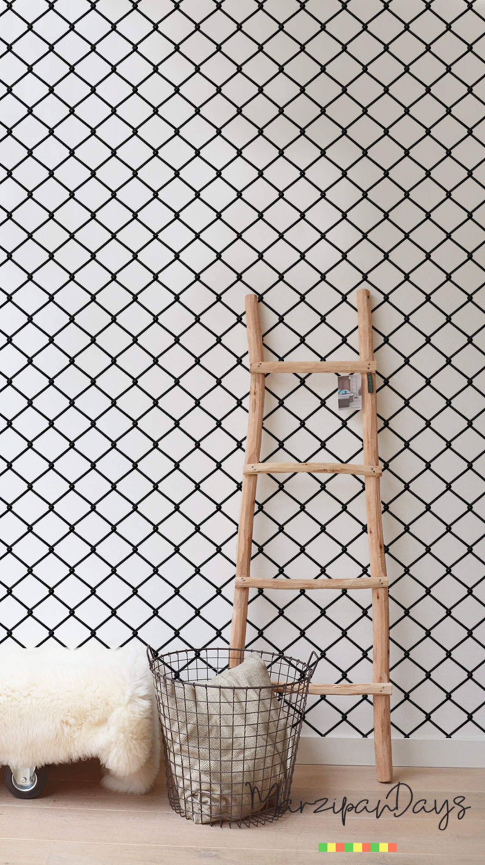 Chain Wallpaper Black and White Scribbles Wall | Etsy