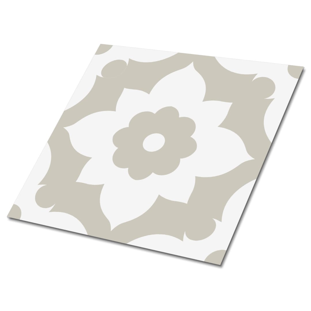 Flower Vinyl Floor Tiles, Beige Vinyl Wall Panels, Ecru Luxury Vinyl