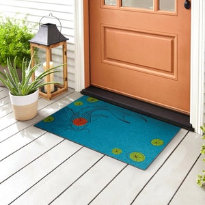 Soothes Carp Outdoor Mat, White Welcome Rug, Animal Entrance Mat, Non-Slip Doormat, Personalized Doormat, Cute Doormat