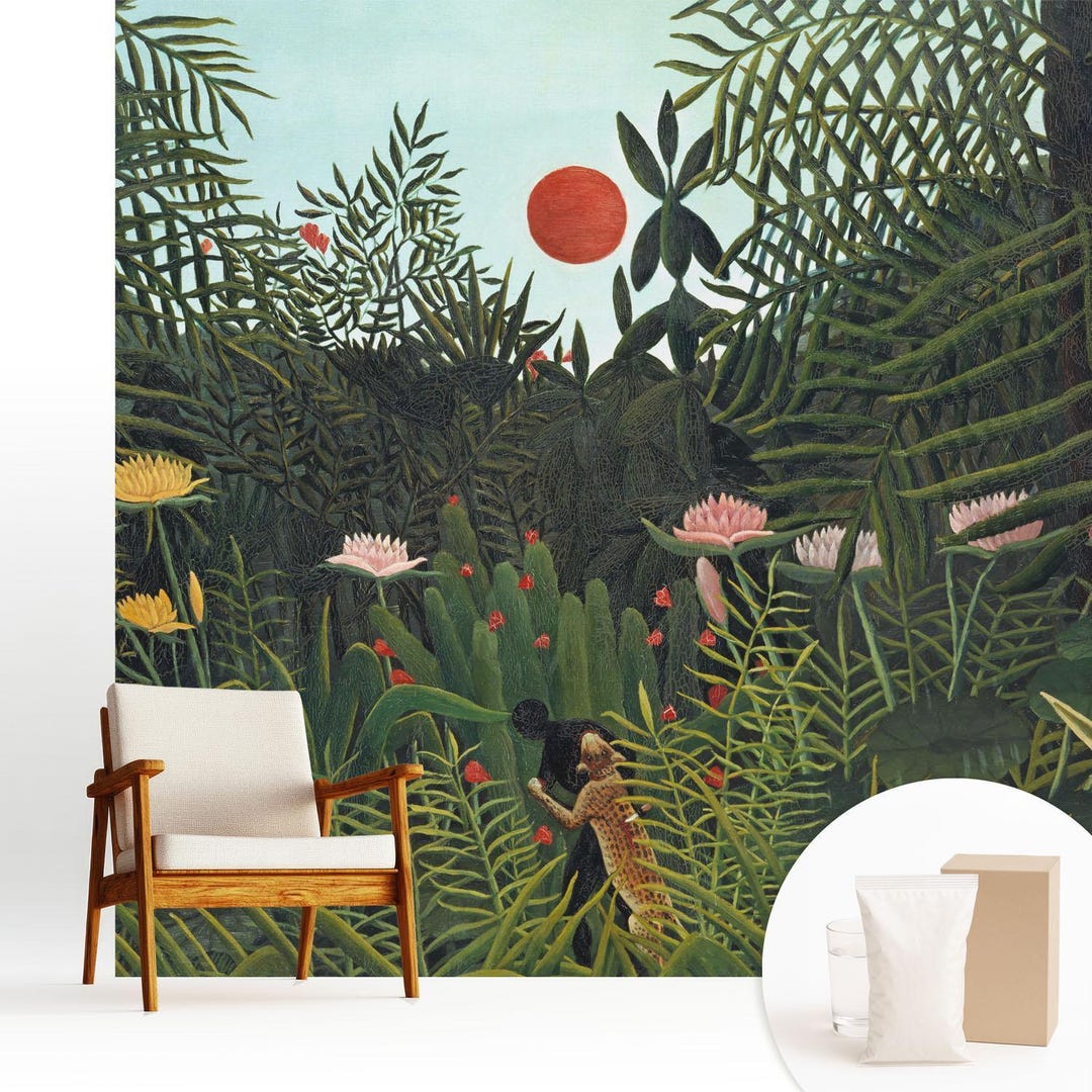 Exotic Landscape Flowers and Plants Wall Mural Red, Custom Wallpaper ...