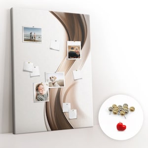 Abstract Wave, XXL Cork Board, Student&#39;s Note Board, Pins included, Custom Pattern, Photo Wall Display, Brown