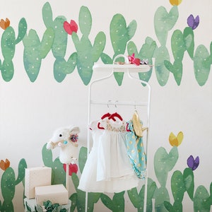 Kakteen und bunte Feigenkakteen Vinyl Set, Illustrationsdruck, blumige Aufkleber, Schlafzimmer Dekoration, schöne Abziehbilder #10