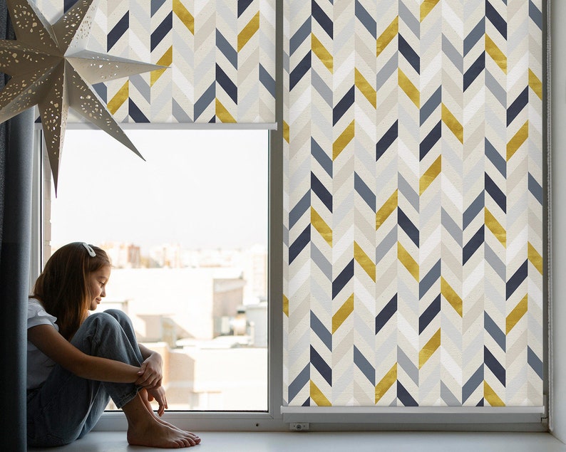 Blinds, Light Diffusing and Room Darkening, Mountains Abstraction, Gray ...