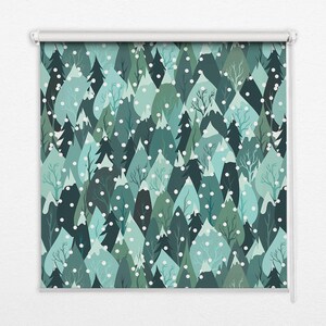 Light Diffusing And Room Darkening Blinds, Plants, Blue, White, Forest and snow, Contemporary Roller Blinds, Handmade Roller Shades