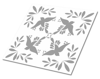 The Birds Vinyl Floor Tiles, Gray Sticky Vinyl Tiles, White Vinyl Tiles For Bathroom, Nature Vinyl Wall Panels, Housewarming Gift