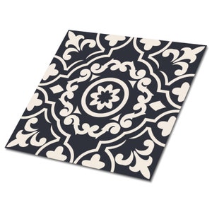 Oriental Gray Theme Vinyl Floor Tiles, Beige Vinyl Wall Panels, Black Luxury Vinyl Tile, Abstract Vinyl Tiles For Bathroom