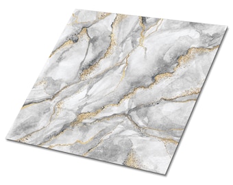 Marble Texture Vinyl Tiles, Gray Vinyl Floor Tiles, Gold Vinyl Wall Panels, Stone Luxury Vinyl Tile, Housewarming Gift, Home Decor