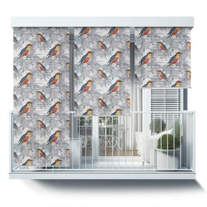 Multicolour Patio Roller Blinds, Colorful Birds On The Tree Shades, Animals Exterior Roller Shades, Window Blinds