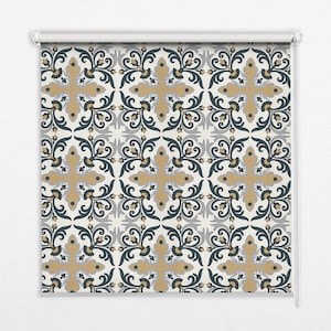 Light Diffusing And Room Darkening Blinds, Geometric, Yellow, Black, Colorful tile, Printed Pattern, Stylish Window Decor