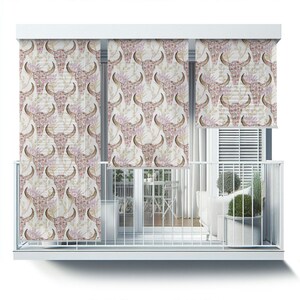 Multicolour Patio Roller Blinds, Bull Skulls And Flowers Shades, Decorative Exterior Roller Shades, Window Blinds
