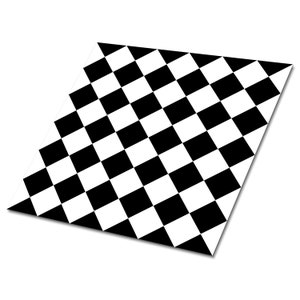 Diagonal Chessboard Vinyl Tiles Flooring, Black Vinyl Tiles Flooring, White Vinyl Wall Panels, Patchwork Vinyl Tiles For Bathroom