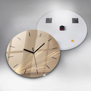 Abstract Light Glass Clock, Golden Modern Wall Clock, Unique Wall Clock ...