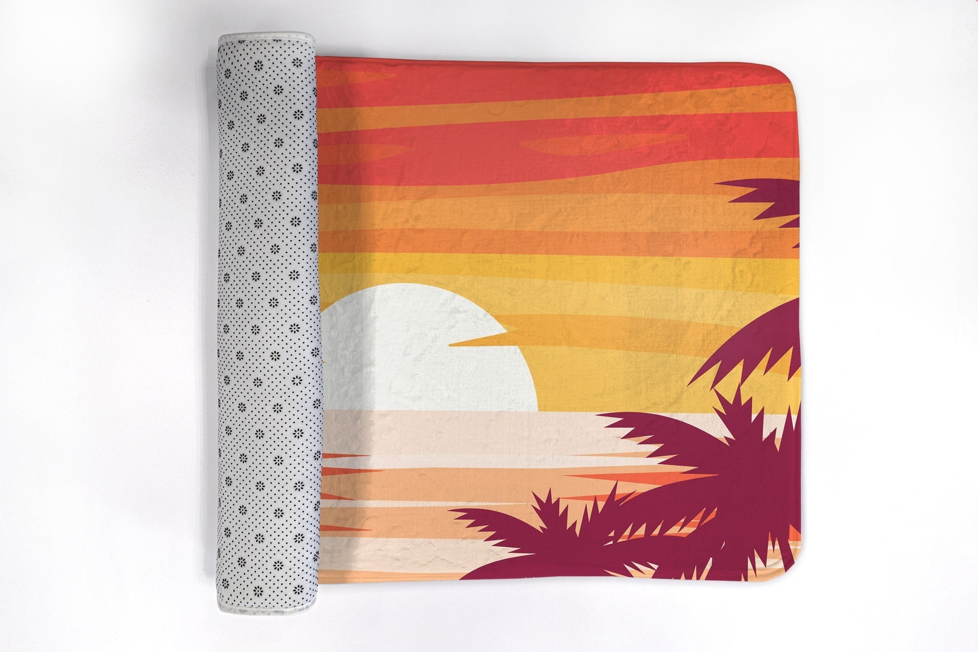 Tropical Beach, Yellow Summer Pattern, Soft Carpet, Bath Runner, Small ...