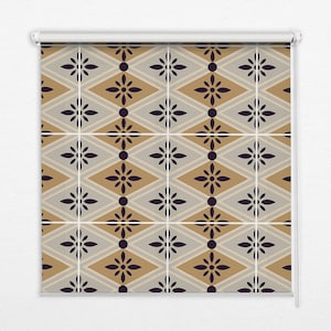 Sheer Or Blackout Variations Avaible Blinds, Geometric, Yellow, Blue, Geometric flowers, Printed Pattern, Handmade Roller Shades