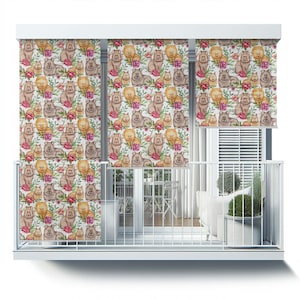 Multicolour Roll Up Blinds, Dogs Flowers Leaves Shades, Animals External Shades, Window Blinds
