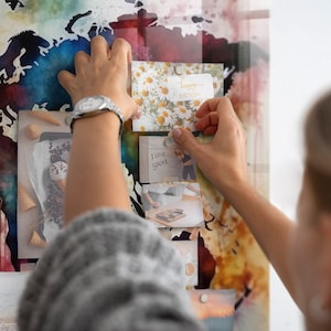 Acuarela multicolor, tablero de borrado en seco, organizador de pared, tablero de estado de ánimo, patrón de mapa