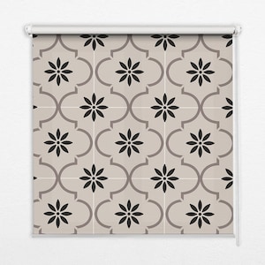 Blinds, Sheer Or Blackout Variations Avaible, Moroccan flower, Gray and Brown, Plants, Kitchen Window Blinds, Handmade Roller Shades