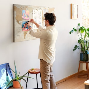 Weltkarte, besuchte Länder, Größe XXL, orange, mit Pins, Pinnwand