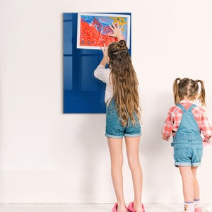 Pizarra azul borrable en seco, color azul marino, pizarra magnética para niños, tablero de mensajes, tablero de notas