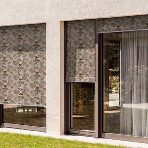 Beige Exterior Roller Blinds, Stone Pattern Shades, Structures Balcony ...