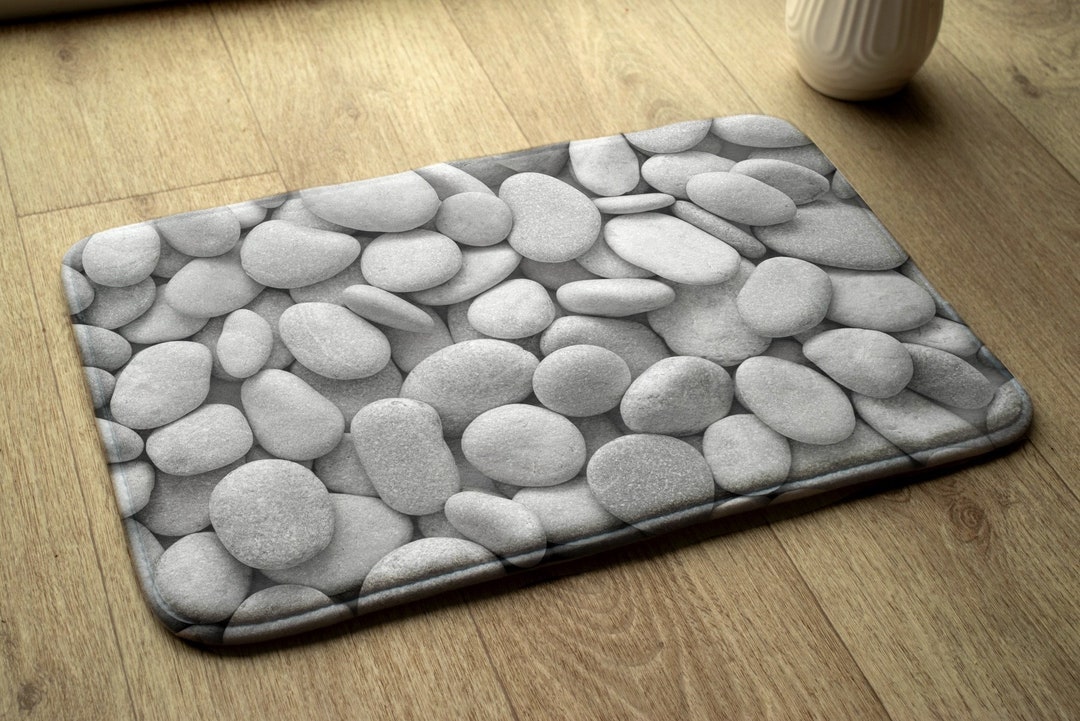 Natural Pattern, Gray, Stony Beach, Small Carpet, Bathroom Rug, Soft ...