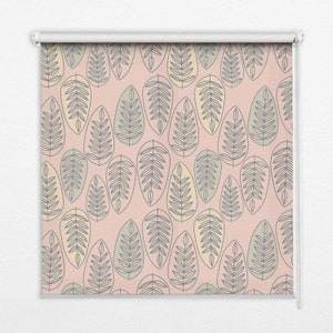 光を拡散し、部屋を暗くするブラインド、植物、ピンク、黄色、パステル リーフ、キッチン ウィンドウ ブラインド、寝室の窓の装飾