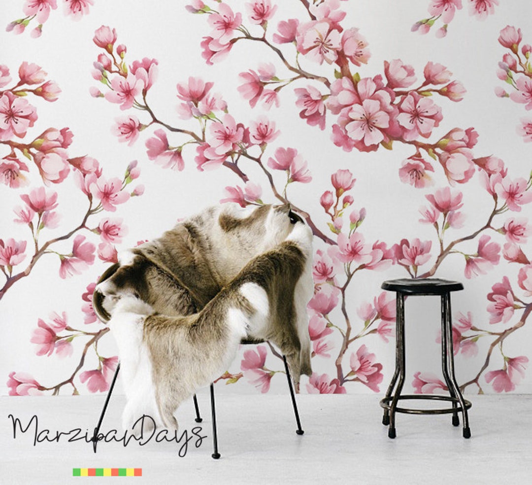Watercolor Floral Wallpaper, Flower Wallmural, Blush Floral, Pink ...