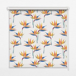 Light Diffusing And Room Darkening Blinds, Plants, Orange, Blue, Rainbow leaves, Contemporary Roller Blinds, Handmade Roller Shades