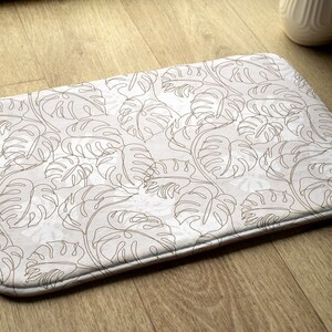 Green Floral Pattern, Sketch Flowers, Non-slip Rug, Modern Bathroom Rug, Small Mat, Bath Runner, Soft Carpet