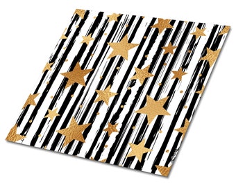 Lines And Stars Vinyl Tiles Flooring, Gold Vinyl Floor Tiles, Black Vinyl Wall Panels, Geometric Luxury Vinyl Tile, Home Decor