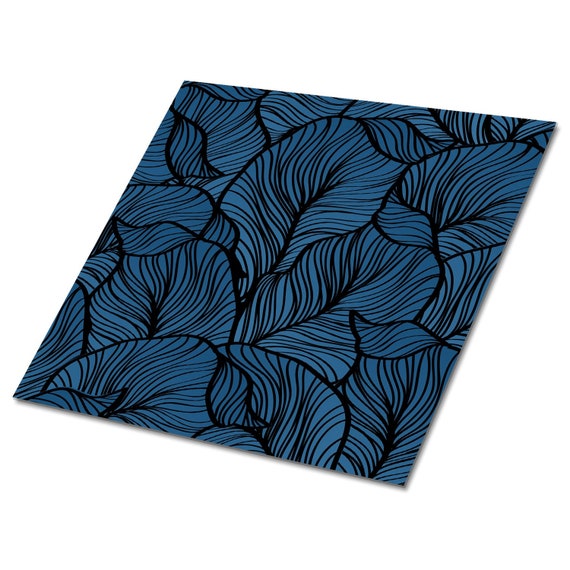 Retro Leaves Self Adhesive Vinyl Tiles, Blue Vinyl Floor Tiles, Black Vinyl  Wall Panels, Nature Luxury Vinyl Tile, Easy to Clean 