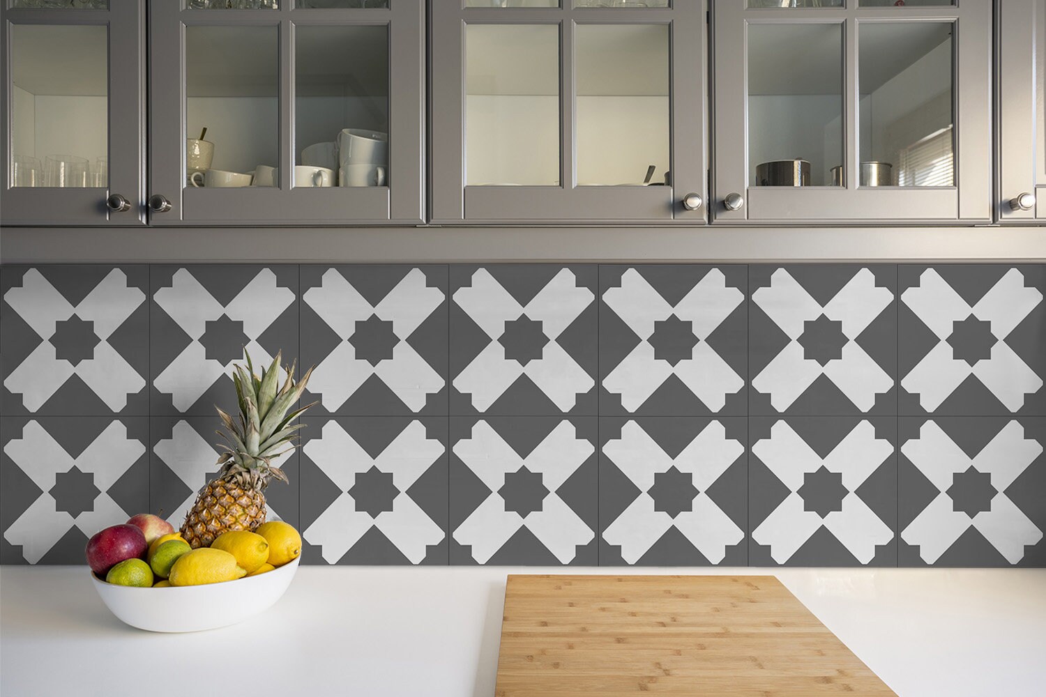 Geometric Gray Pattern Vinyl Tiles Flooring Gray Vinyl Floor Etsy