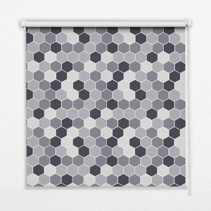 Blinds, Light Diffusing And Room Darkening, Honeycombs, Gray and Black, Geometric, Kitchen Window Blinds, Bedroom Window Treatments