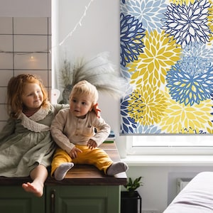 Blinds, Sheer Or Blackout Variations Avaible, Painted flowers, Yellow and Not, Plants, Kitchen Window Blinds, Handmade Roller Shades