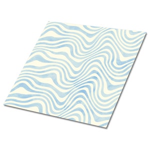 Abstract Waves Vinyl Tiles, Blue Vinyl Tiles Flooring, Beige Vinyl Wall Panels, Classic Vinyl Tiles For Bathroom, Easy To Clean