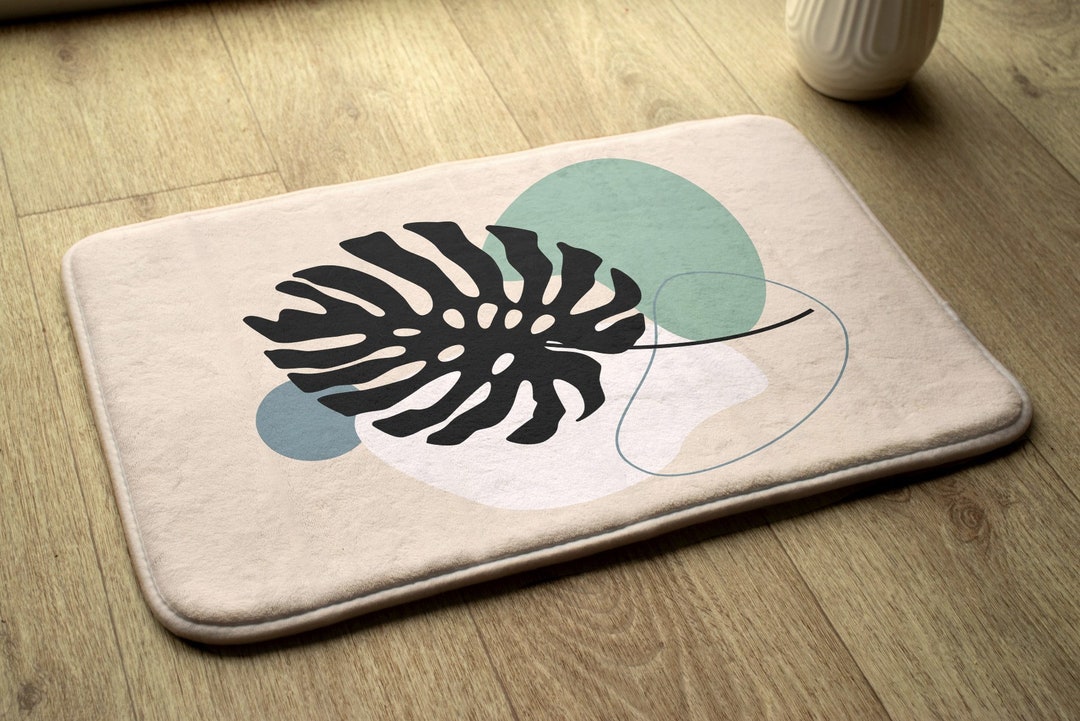 Floral Pattern, Beige, Fern Leaf, Small Carpet, Bathroom Rug, Soft ...