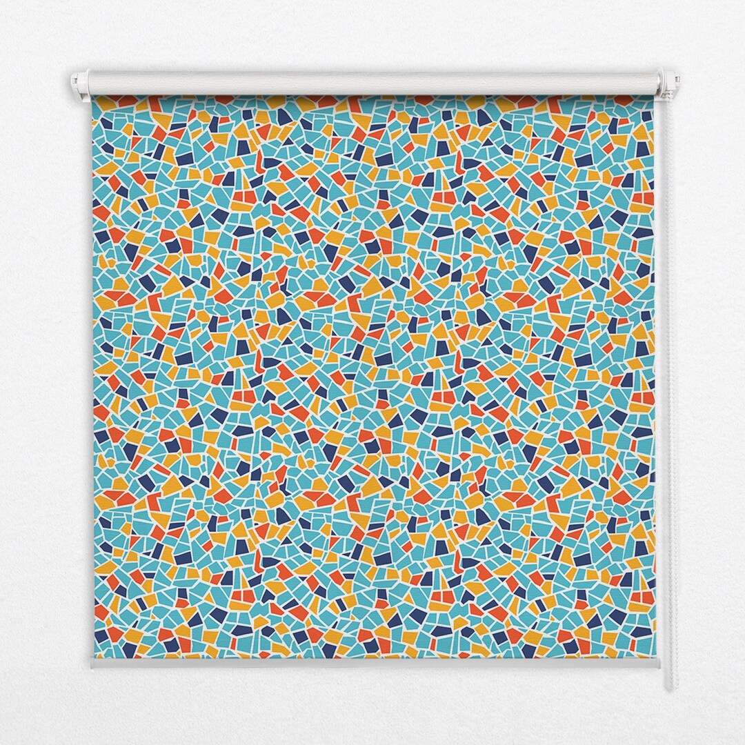 Light Diffusing and Room Darkening Blinds, Geometric, Blue, Yellow ...