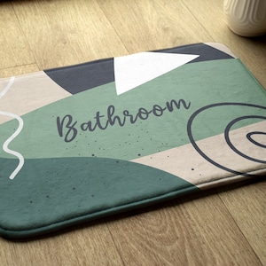 Artistic Pattern, Green, Geometric, Small Carpet, Bathroom Rug, Soft Material, Bath Runner