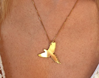 Gold Phoenix Necklace, Phoenix Jewelry, Fire Bird Pendant