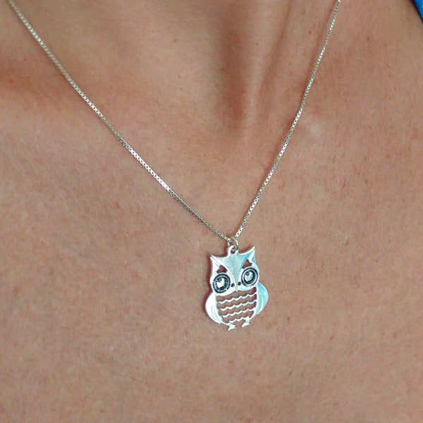 Owl Necklace Silver Owl Jewelry, owl pendant necklace, sterling silver owl necklace, origami owl, hibou, Eule, Gold owl necklace bird
