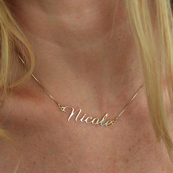Real Gold Name Necklace Etsy