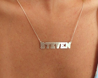 College Name Necklace, Collage jewelry, Collage font necklace, big letters name necklace, large name necklace, college gift ideas
