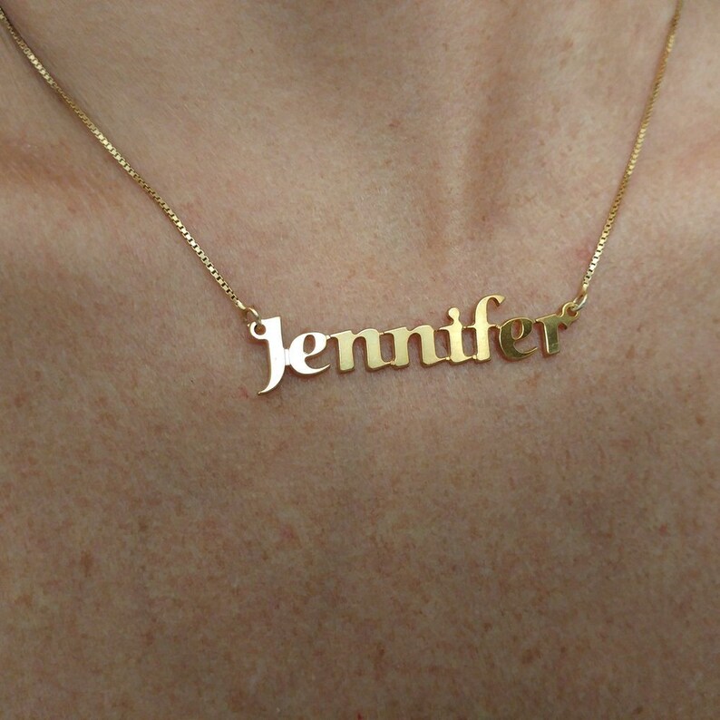 Etsy Name Necklaces Gold Name Plate Chain for Woman Etsy