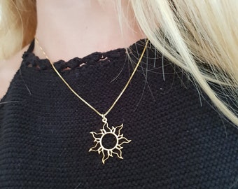 Sun Pendant Necklace, Sun Pendant Yellow Gold