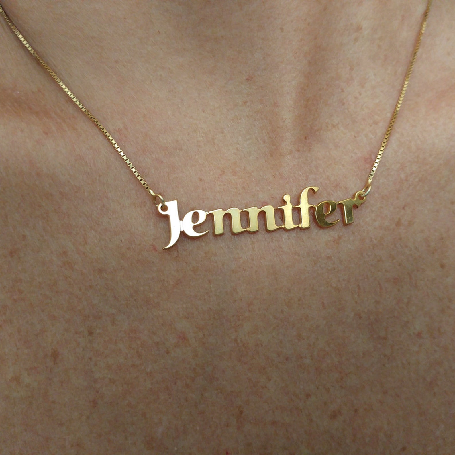 14k Solid Gold Name Necklace 14k Solid Yellow Gold Name Etsy