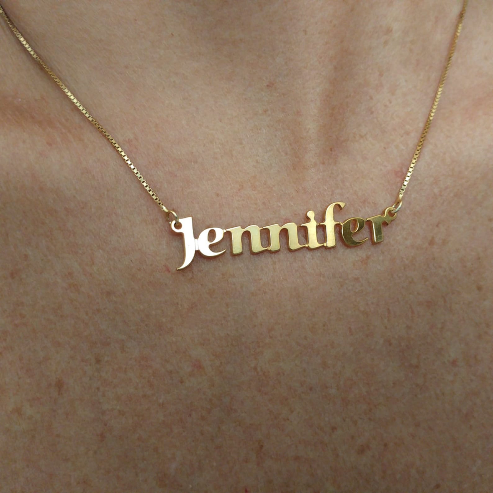 14k Solid Gold Name Necklace 14k Solid Yellow Gold Name Etsy