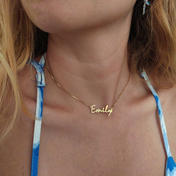 Collana d'oro con nome in corsivo, nome collana oro, colliri Personnali -  Etsy Italia