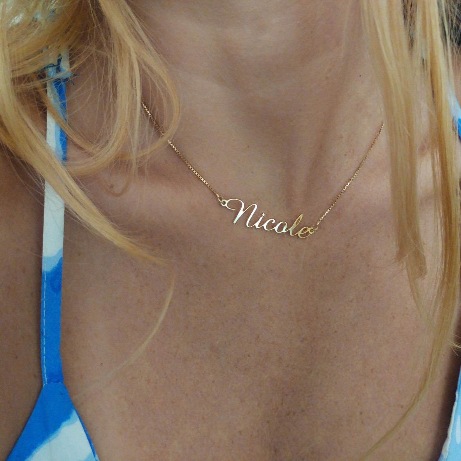 Real Gold Name Necklace 14kt Yellow Gold Name Necklace | Etsy